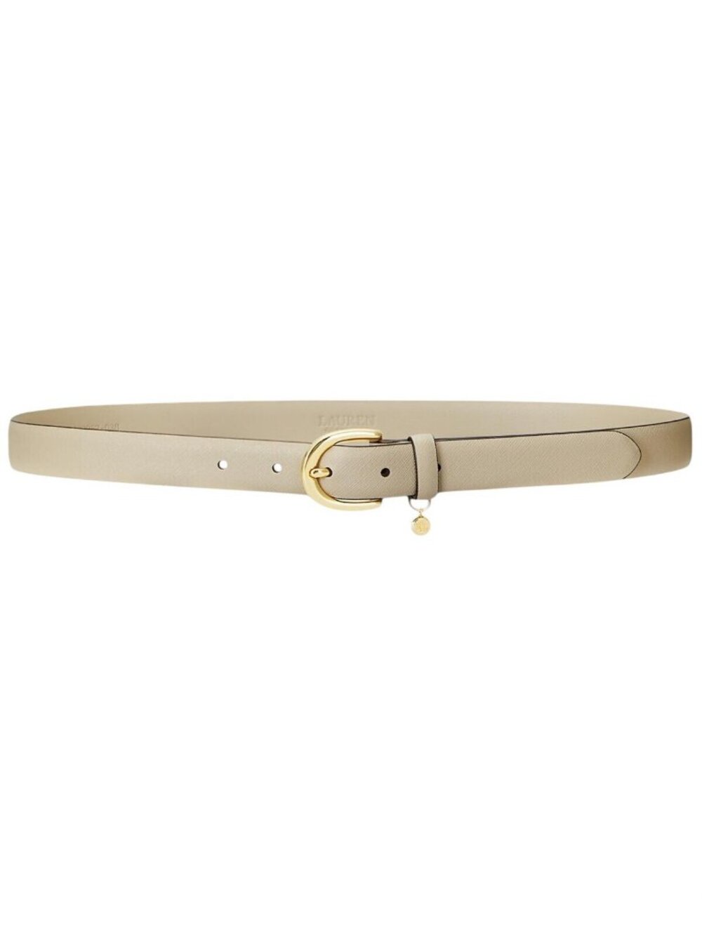 NWT Lauren Ralph Lauren Womens Charm Crosshatch Leather Belt Birch Tan Brown L